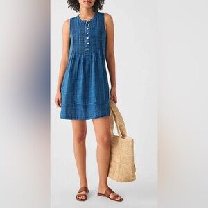 Faherty Isha Banded Crew Neck Sleeveless Dress